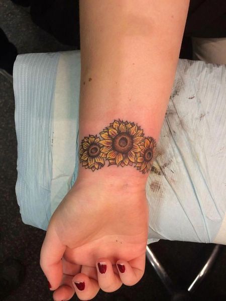 Wrist Sunflower Tattoo