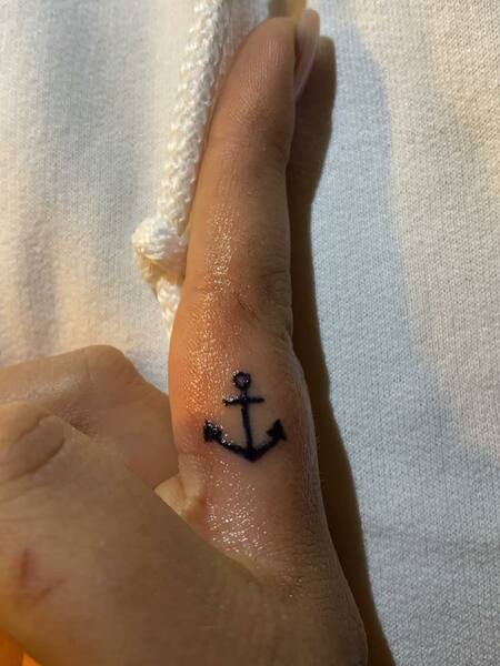 Anchor Finger Tattoo