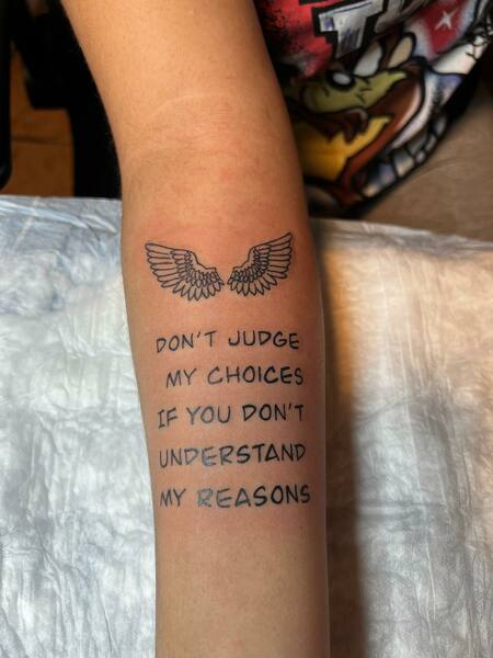 Angel Wings Quote Tattoo