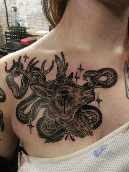 Animal Chest Tattoo