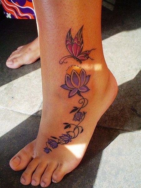 Ankle Lotus Flower Tattoo