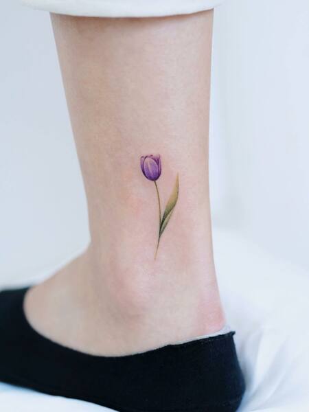 Ankle Tulip Tattoo