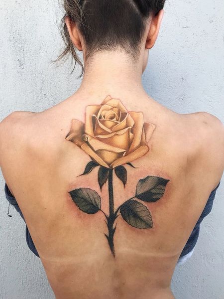 Back Yellow Rose Tattoo