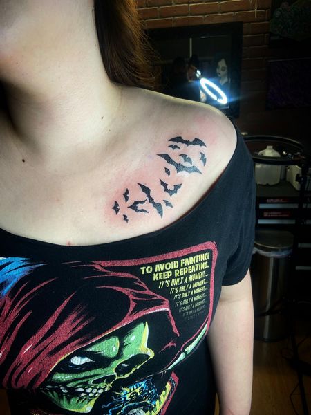 Bat Collarbone Tattoo