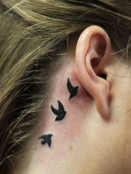 Behind The Ear Magpie Tattoo