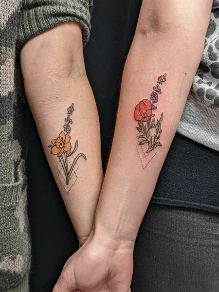 Best Friend Colorful Tattoos