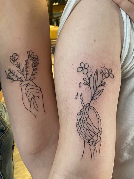 Best Friend Flower Tattoos