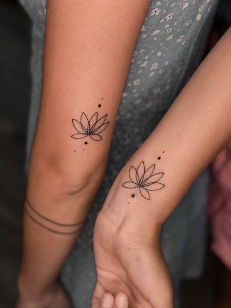 Best Friend Lotus Flower Tattoos