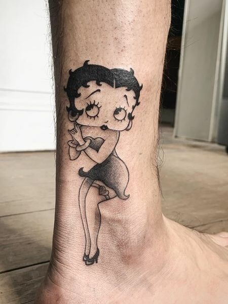 Betty Boop Ankle Tattoo