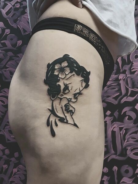 Betty Boop Thigh Tattoo
