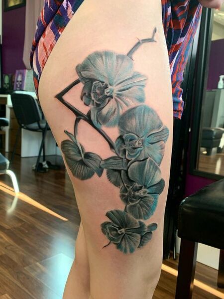 Black Grey Orchid Tattoo