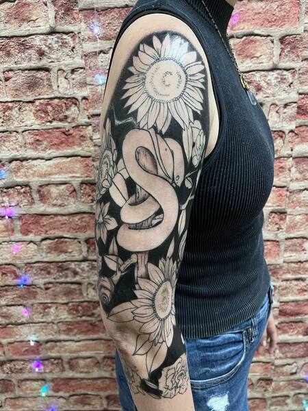 Blackwork Half Sleeve Tattoo