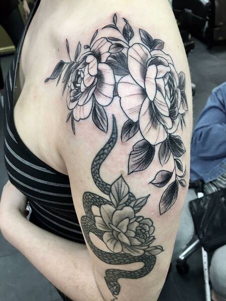 Blackwork Shoulder Tattoo