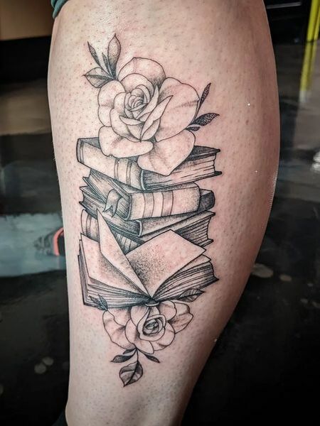 Book Tattoo on Leg