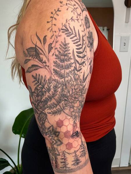 Botanical Half Sleeve Tattoo