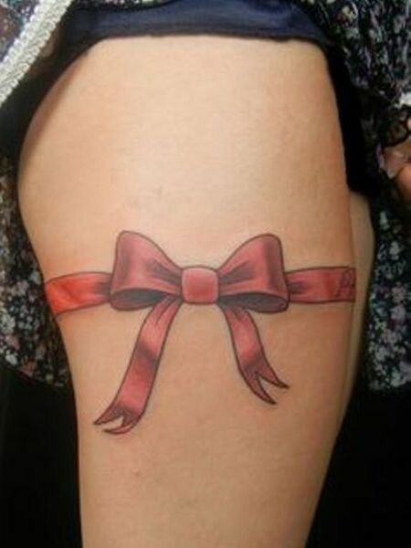 Bow Thigh Tattoo