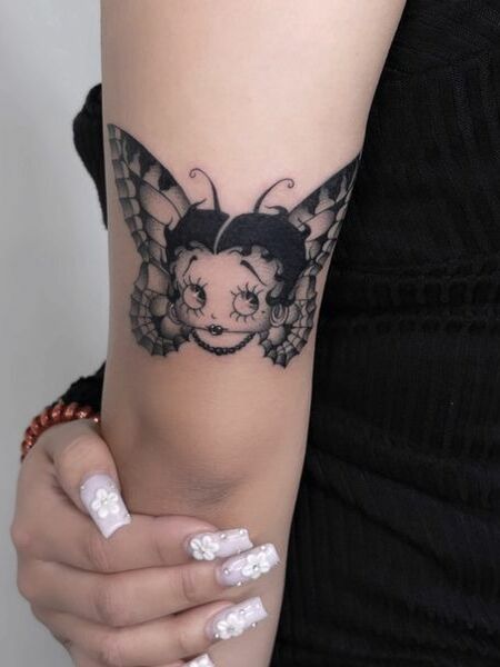 Butterfly And Betty Boop Tattoo