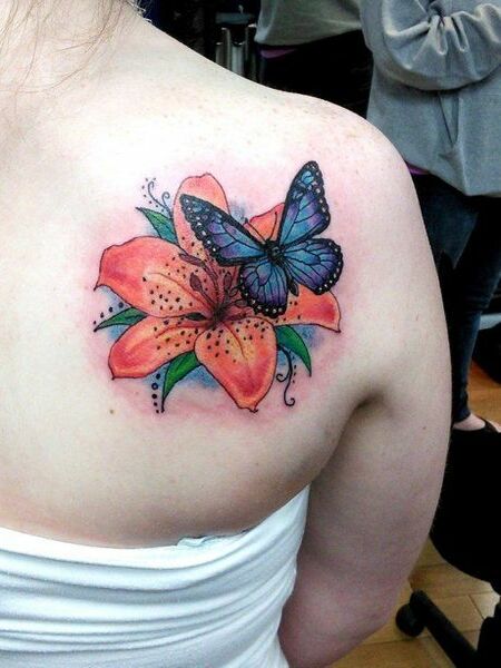 Butterfly And Lily Tattoo