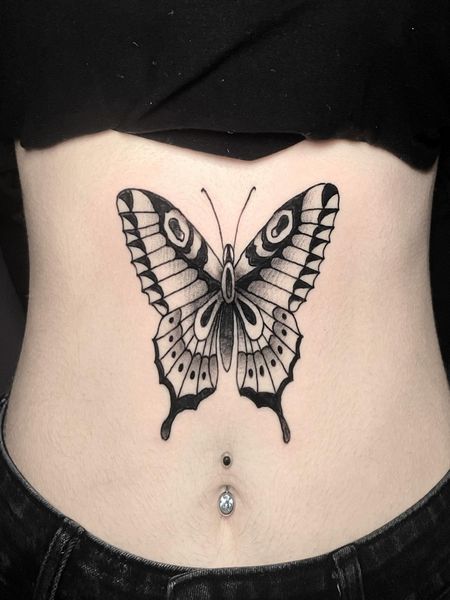 Butterfly Belly Tattoo