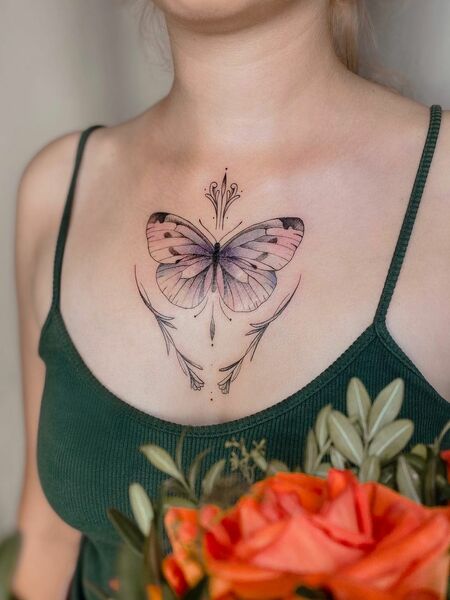 Butterfly Chest Tattoo