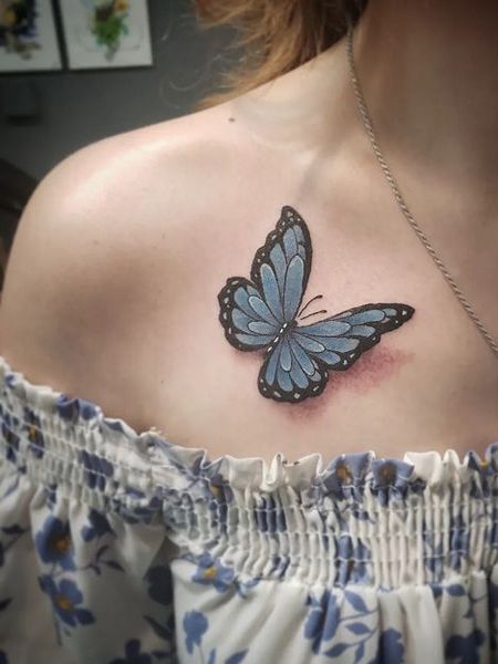 Butterfly Collarbone Tattoo