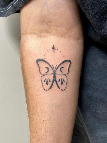 Butterfly Stick And Poke Tattoo