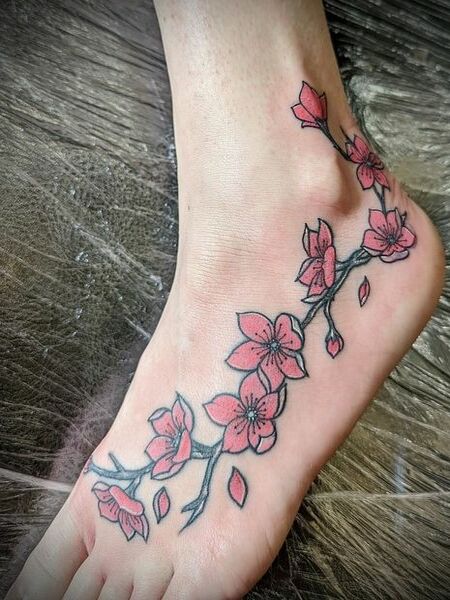 Cherry Blossom Foot Tattoo 1