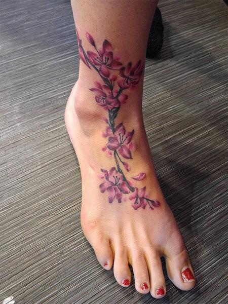 Cherry Blossom Foot Tattoo