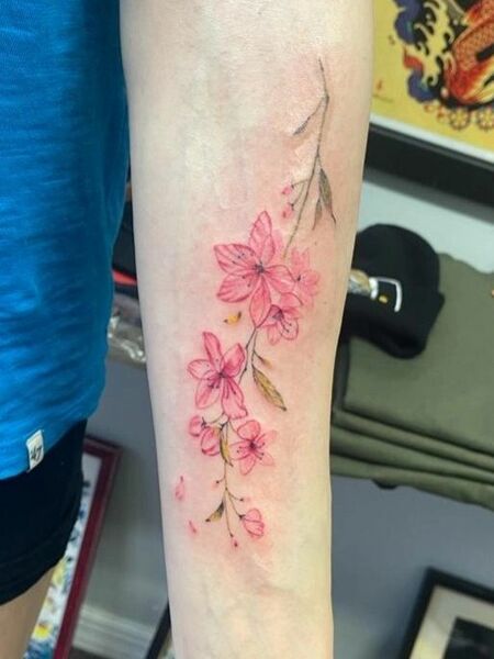 Cherry Blossom Forearm Tattoo