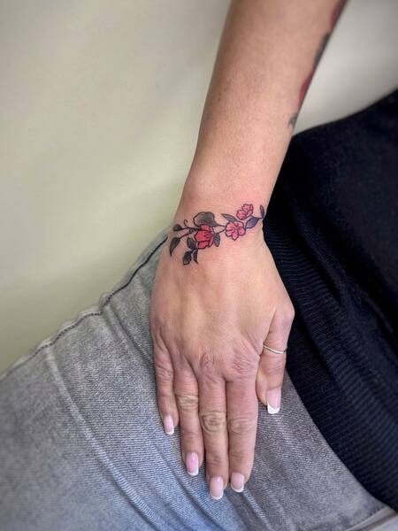 Cherry Blossom Wrist Tattoo