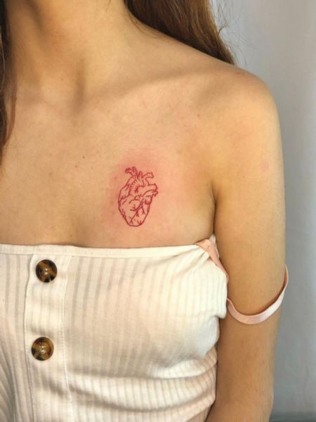 Chest Heart Tattoo