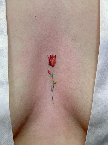 Chest Tulip Tattoo