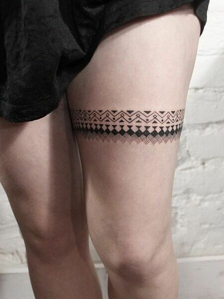 Circular Band Thigh Tattoo