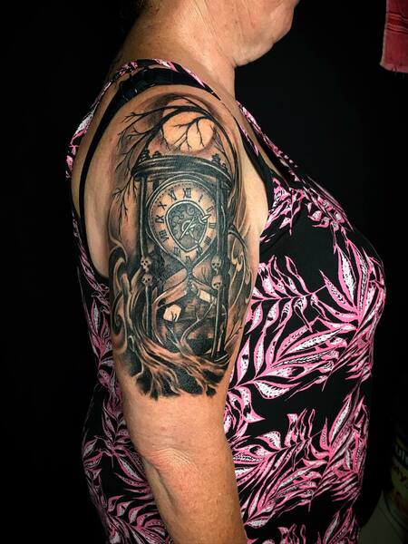 Clock Half Sleeve Tattoo