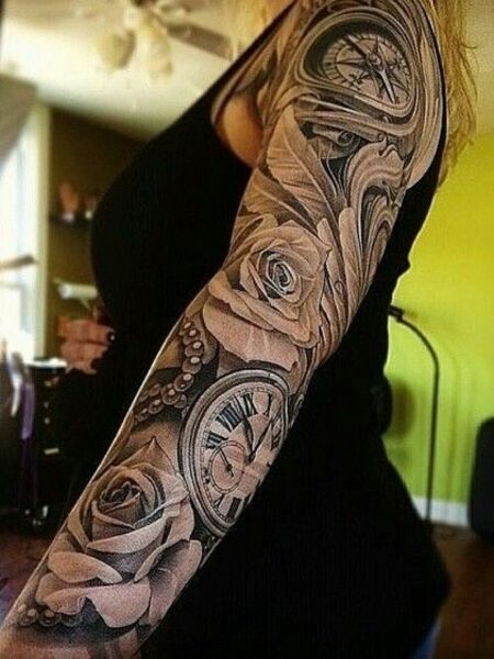 Clock Sleeve Tattoos