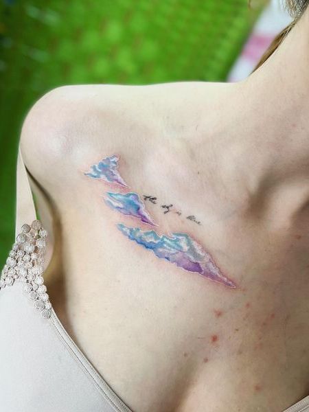 Cloud Collarbone Tattoo