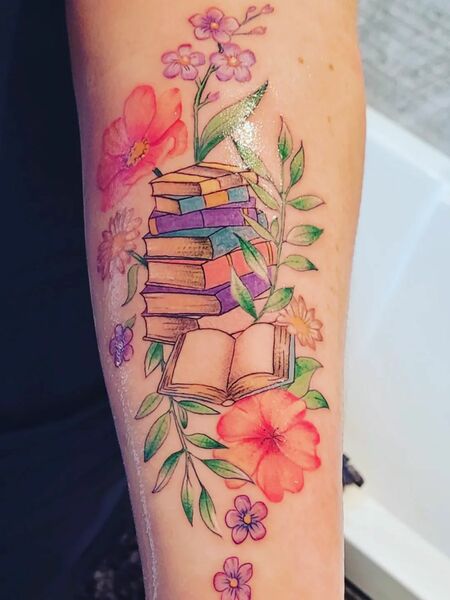Colorful Book Tattoo