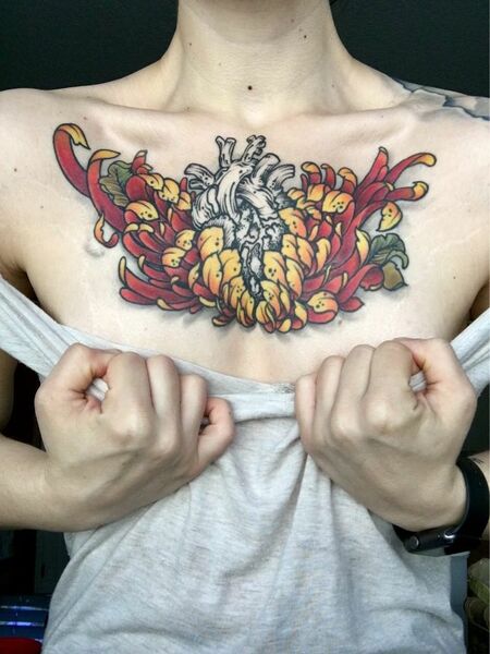 Colorful Chest Tattoo