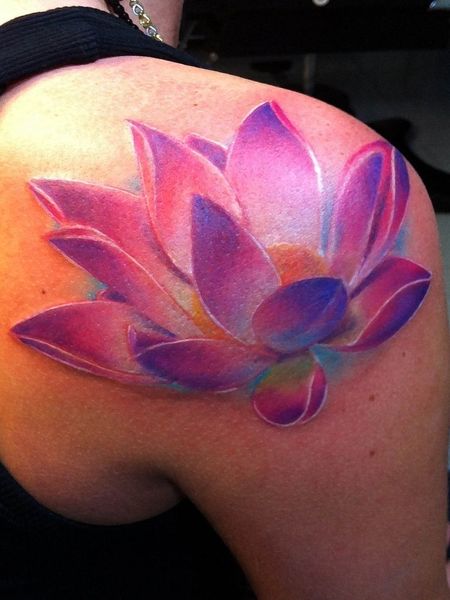 Colorful Lotus Flower Tattoo