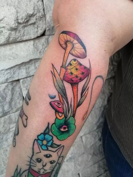 Colorful Mushroom Tattoo