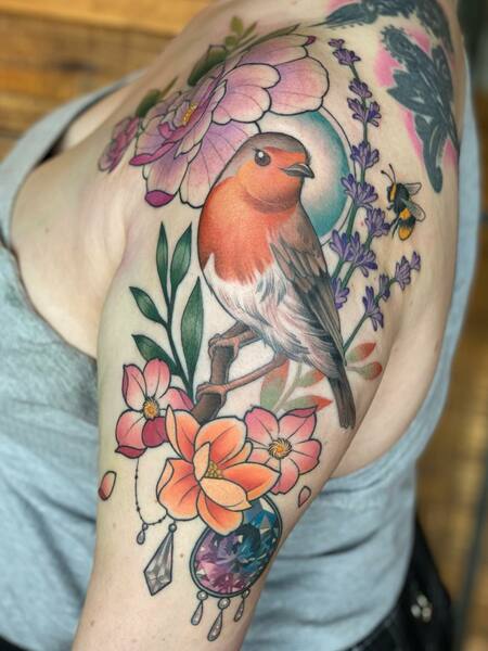 Colorful Shoulder Tattoo