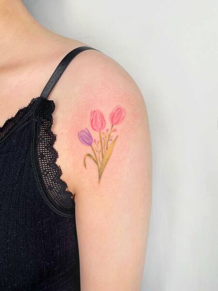 Colorful Tulip Tattoo