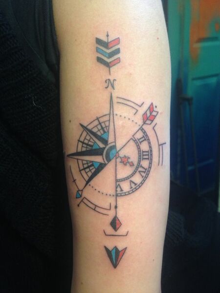 Compass Arrow Tattoo