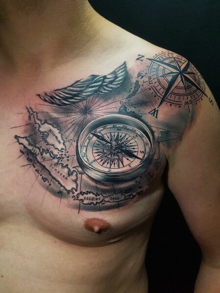 Compass Chest Tattoos