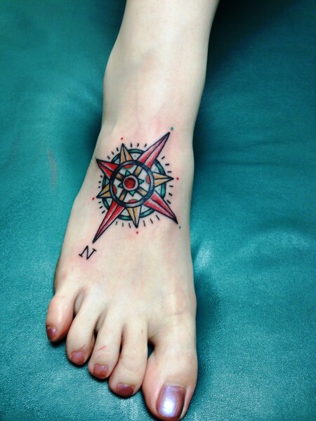 Compass Foot Tattoo