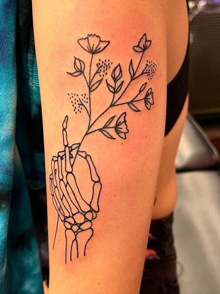 Cute Skeleton Hand Tattoo