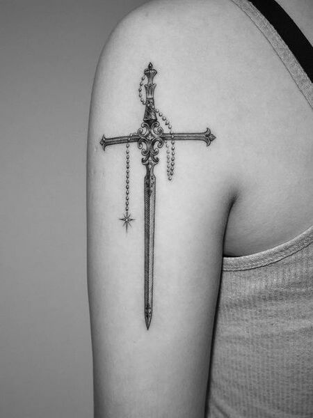 Decorative sword tattoo