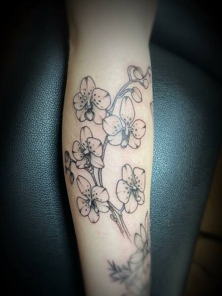 DotWork Orchid Tattoo