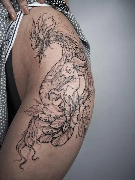 Dragon Thigh Tattoo