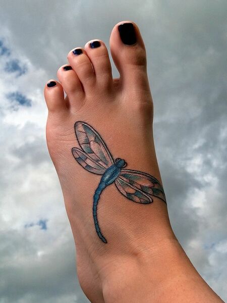 Dragonfly Foot Tattoo